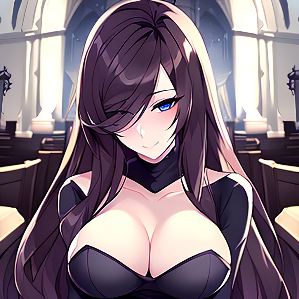 long hair messy hair fishnet woman church brunette 