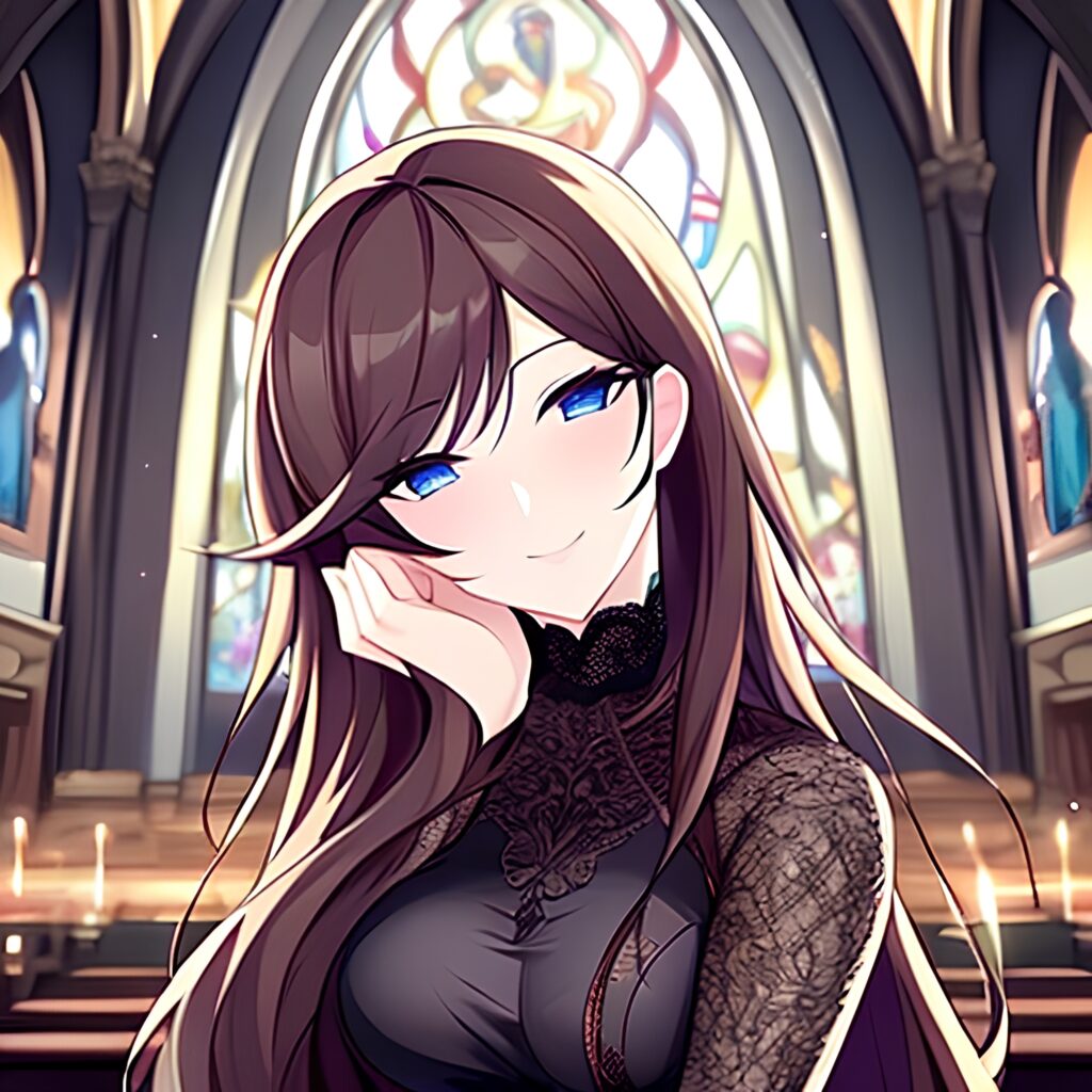 long hair messy hair woman brunette fishnet church 