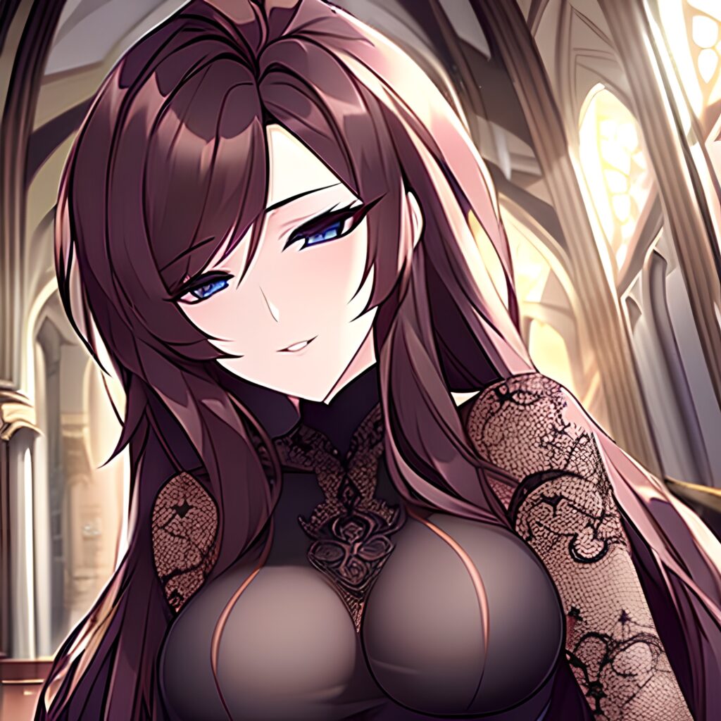 long hair messy hair woman church brunette fishnet