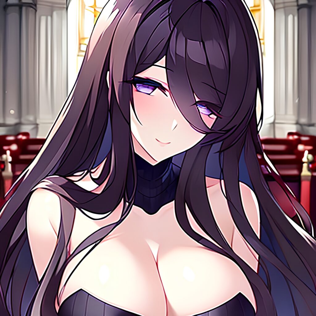 long hair messy hair woman church fishnet brunette 