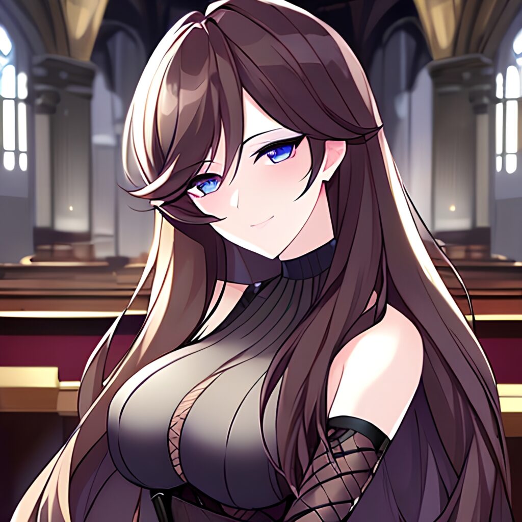 long hair messy hair woman fishnet brunette church 