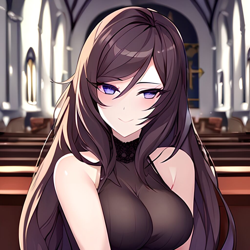 long hair messy hair woman fishnet church brunette 