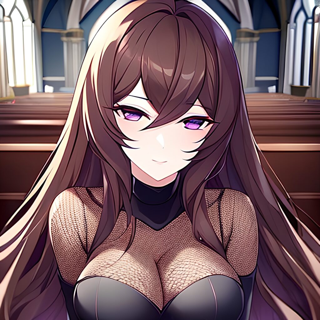 long hair messy hair woman fishnet church brunette 