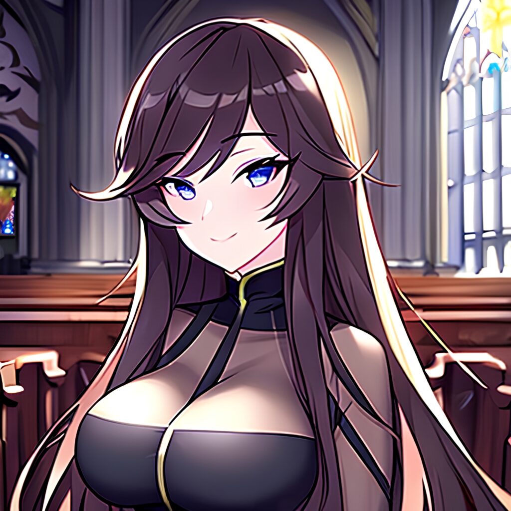 long hair messy hair woman fishnet church brunette 