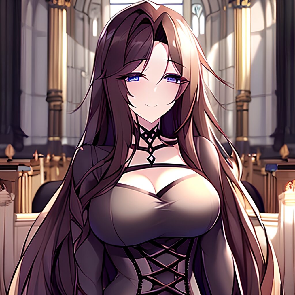 long hair messy hair woman fishnet church brunette 