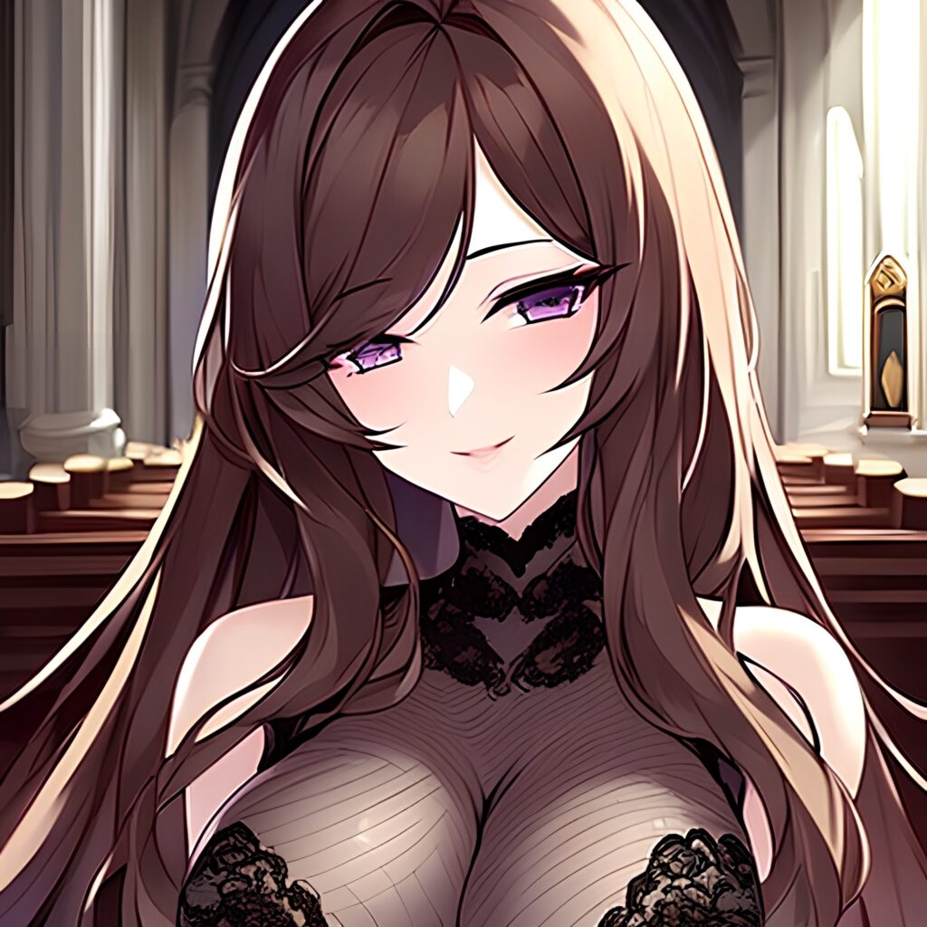 long hair woman messy hair brunette church fishnet 