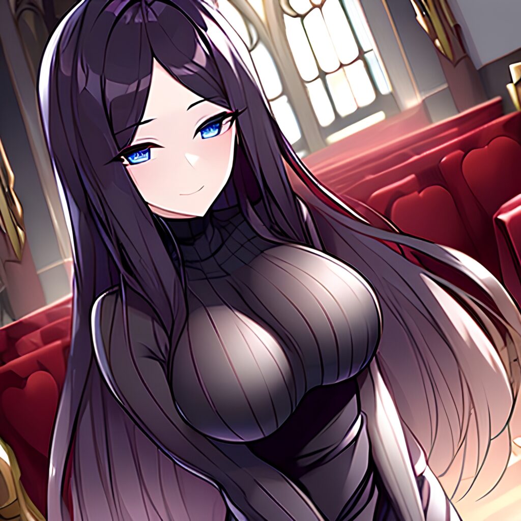 long hair woman messy hair church fishnet brunette 