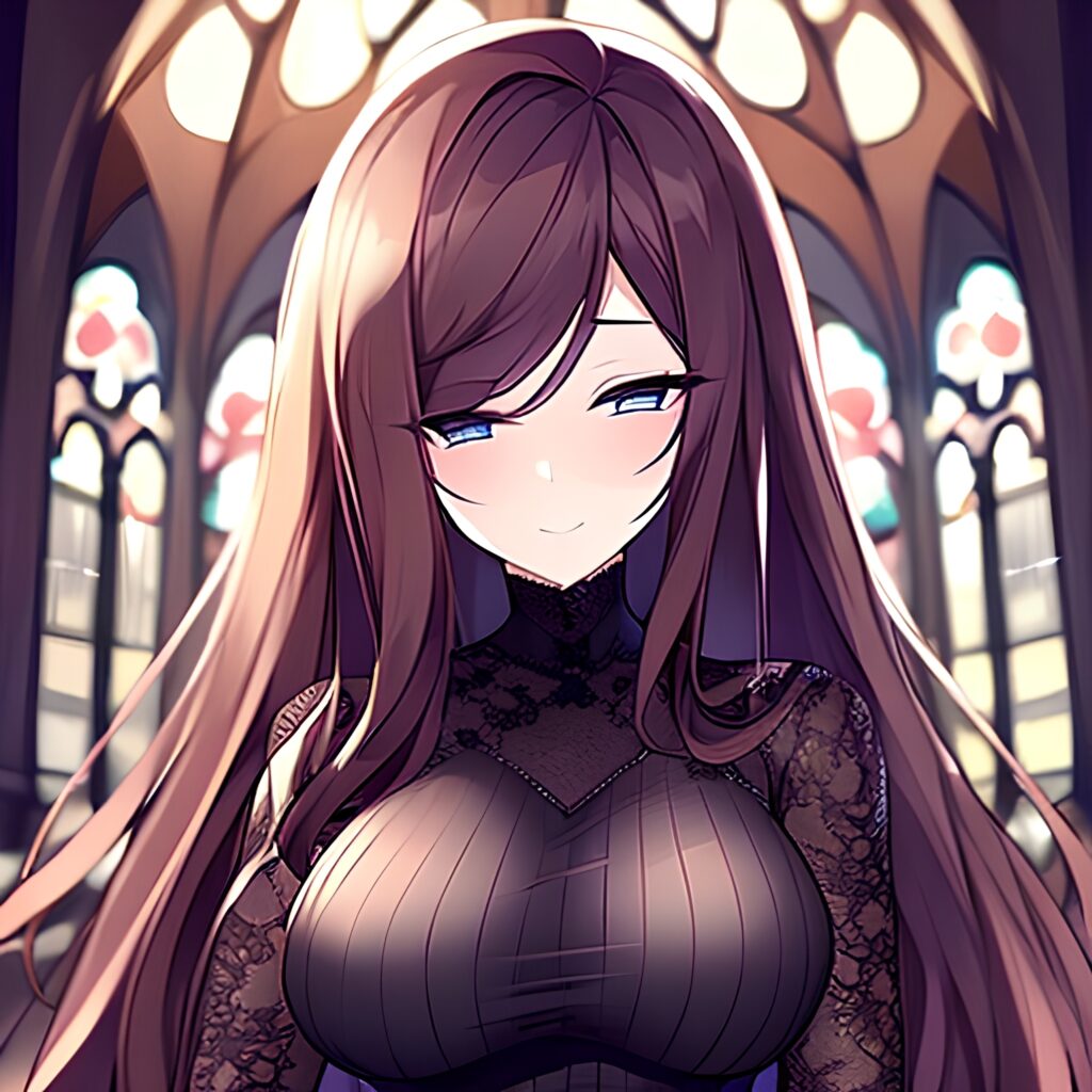 long hair woman messy hair fishnet church brunette 