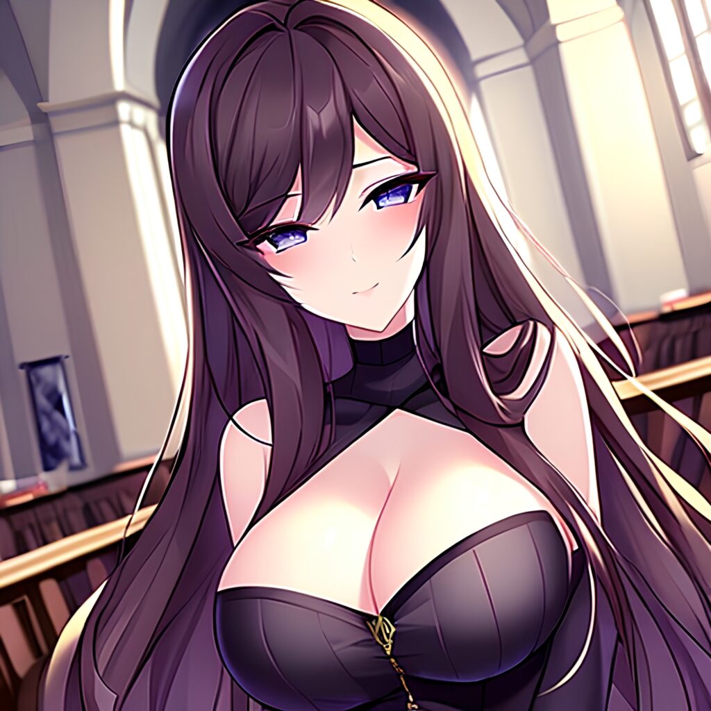 messy hair brunette church fishnet long hair woman 