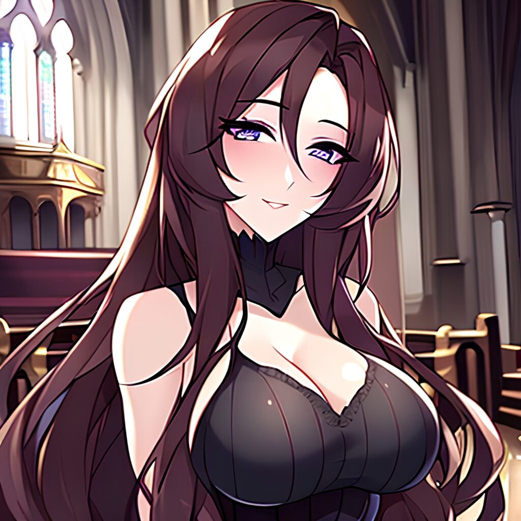 messy hair brunette church fishnet woman long hair 