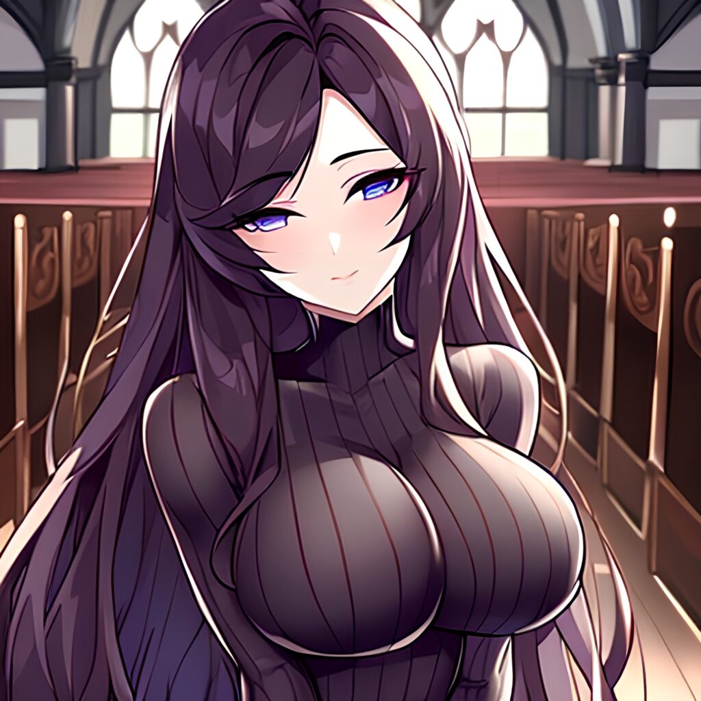 messy hair brunette church long hair fishnet woman 