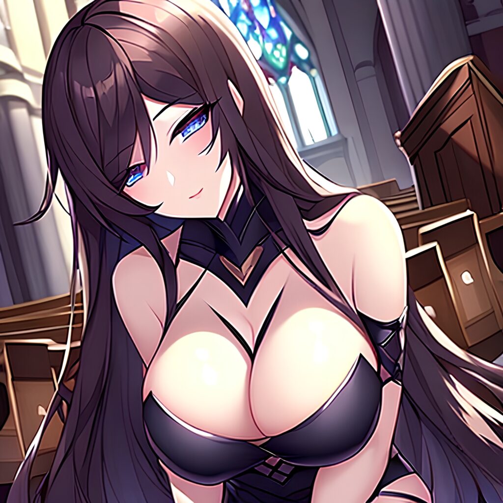 messy hair brunette fishnet church long hair woman 