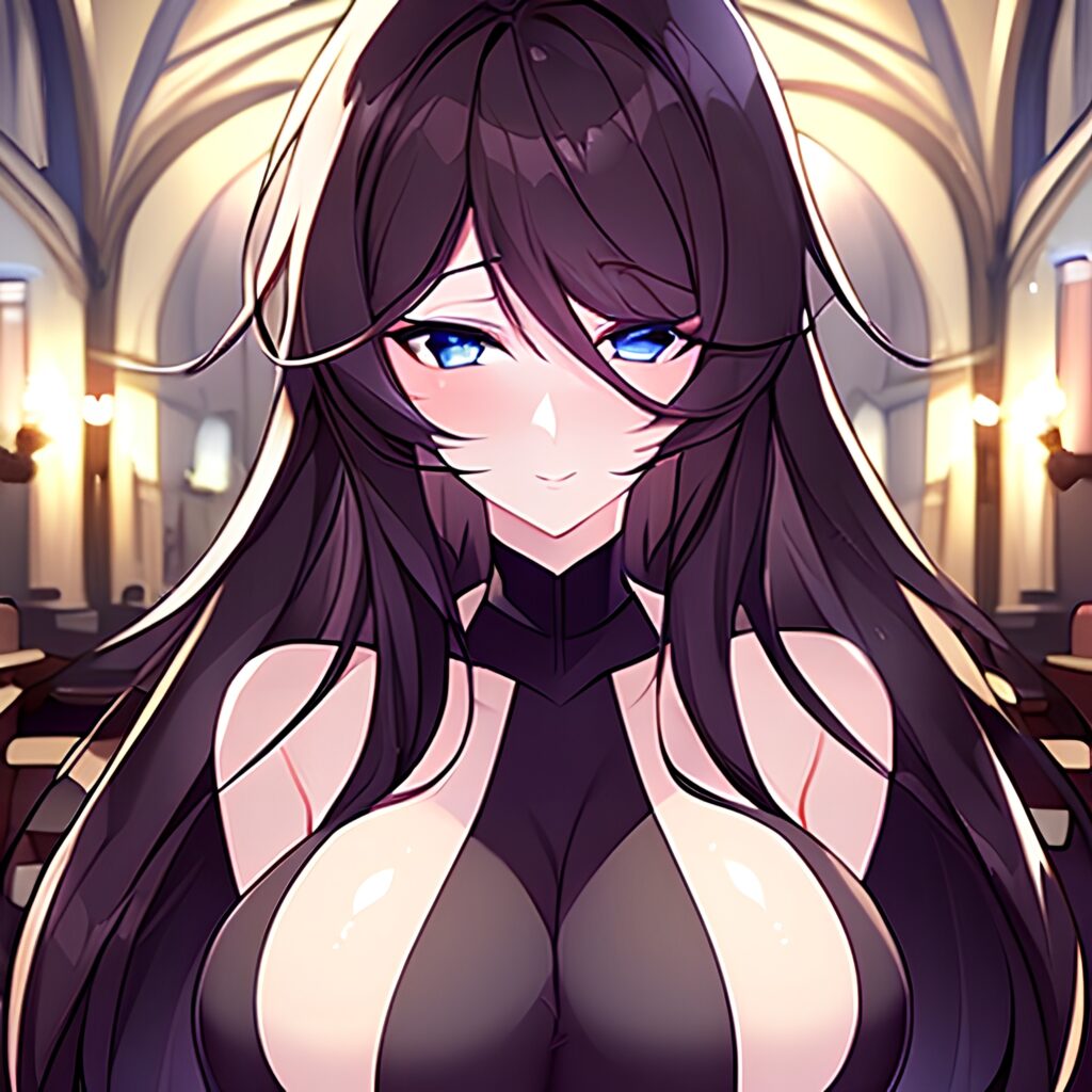 messy hair brunette fishnet church woman long hair 