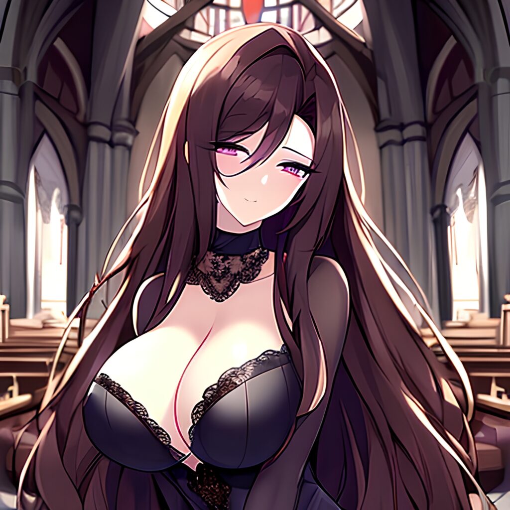 messy hair brunette fishnet woman long hair church 