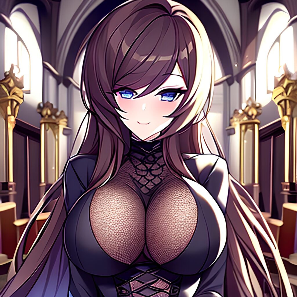 messy hair brunette long hair fishnet woman church 