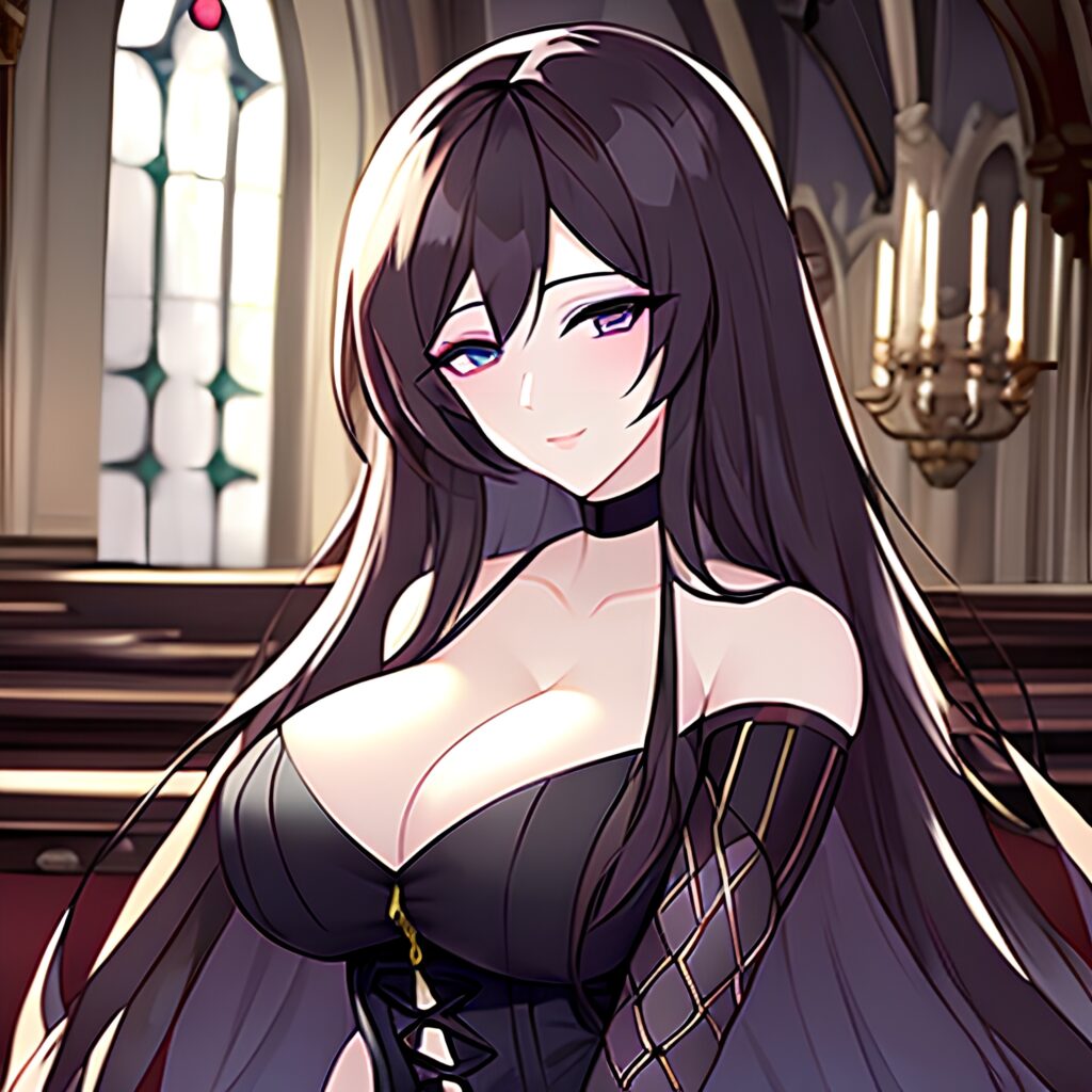 messy hair brunette woman fishnet long hair church 