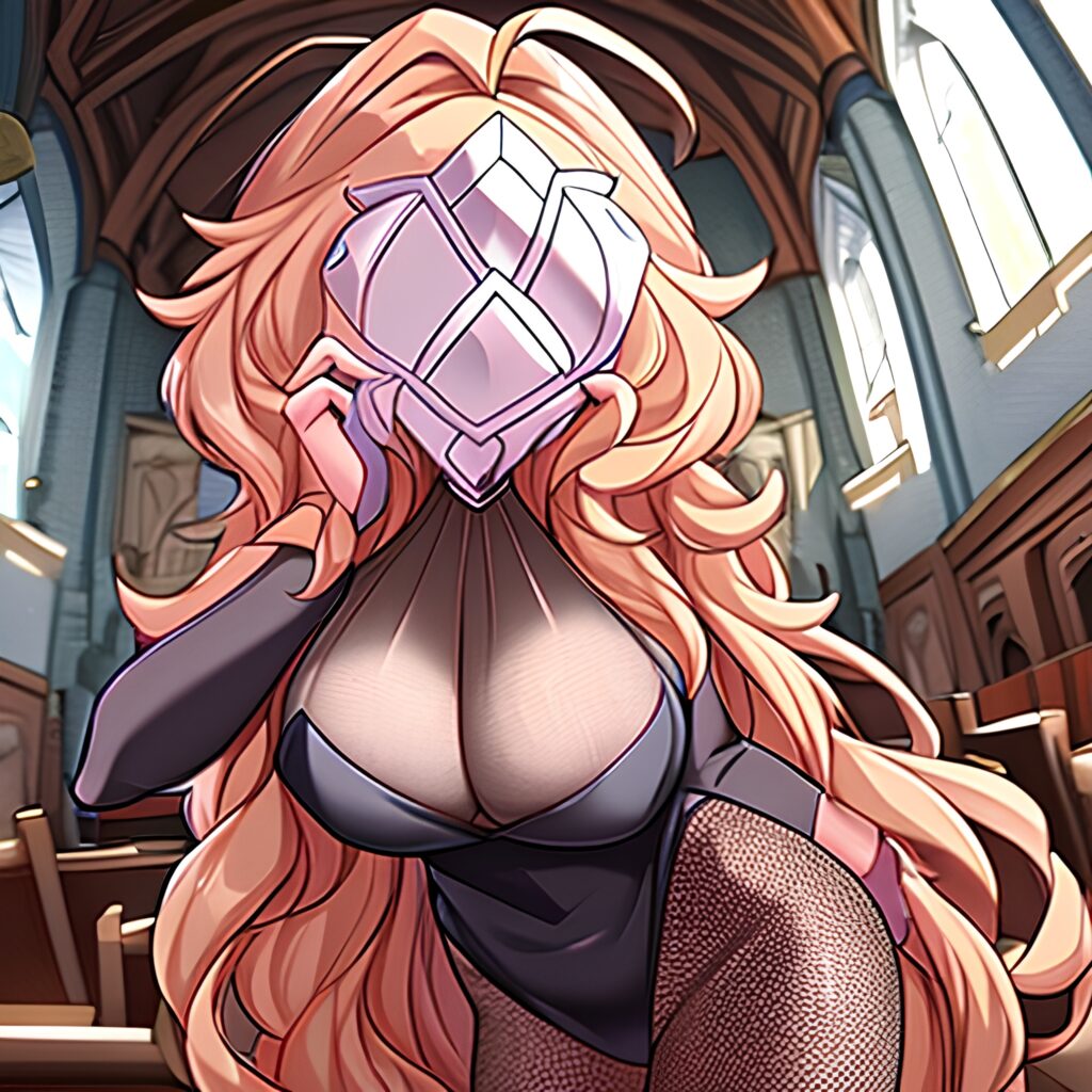 messy hair brunette woman long hair fishnet church 