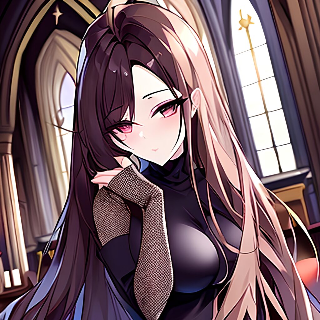 messy hair church brunette woman long hair fishnet 