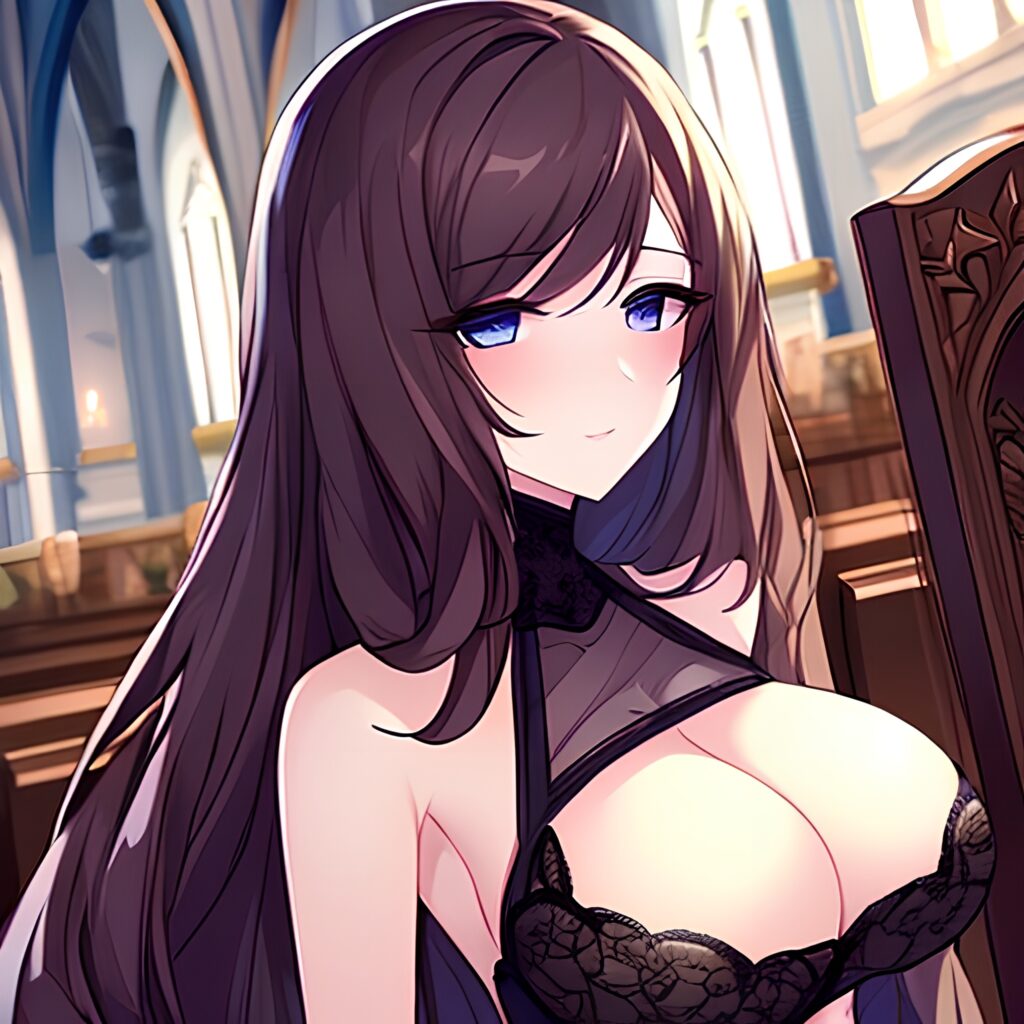 messy hair church fishnet long hair woman brunette 