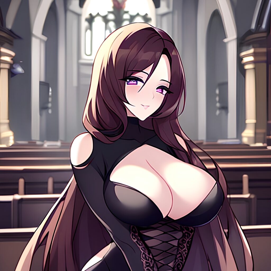 messy hair church fishnet woman brunette long hair 