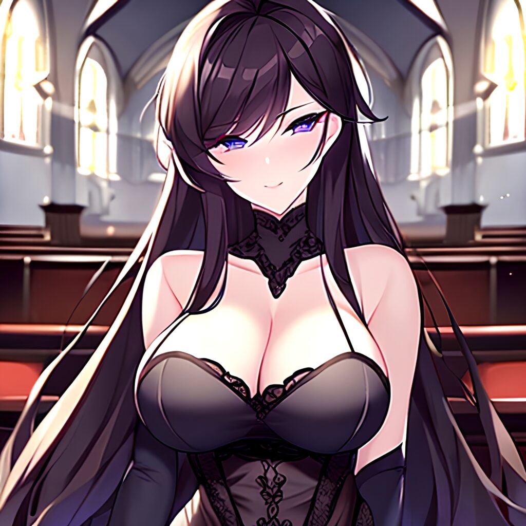 messy hair church fishnet woman brunette long hair