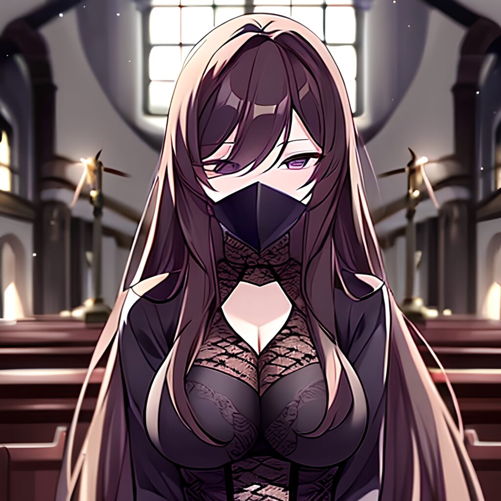 messy hair church fishnet woman brunette long hair 