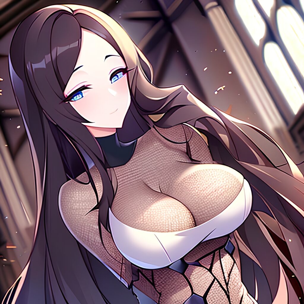 messy hair church fishnet woman long hair brunette 