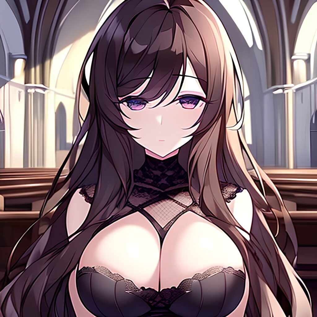 messy hair fishnet brunette woman long hair church 