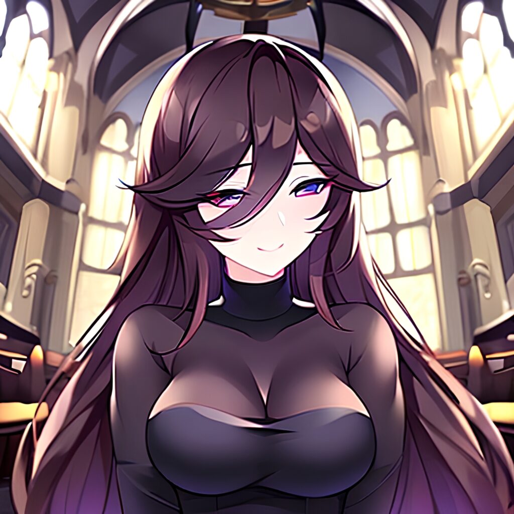 messy hair fishnet brunette woman long hair church 