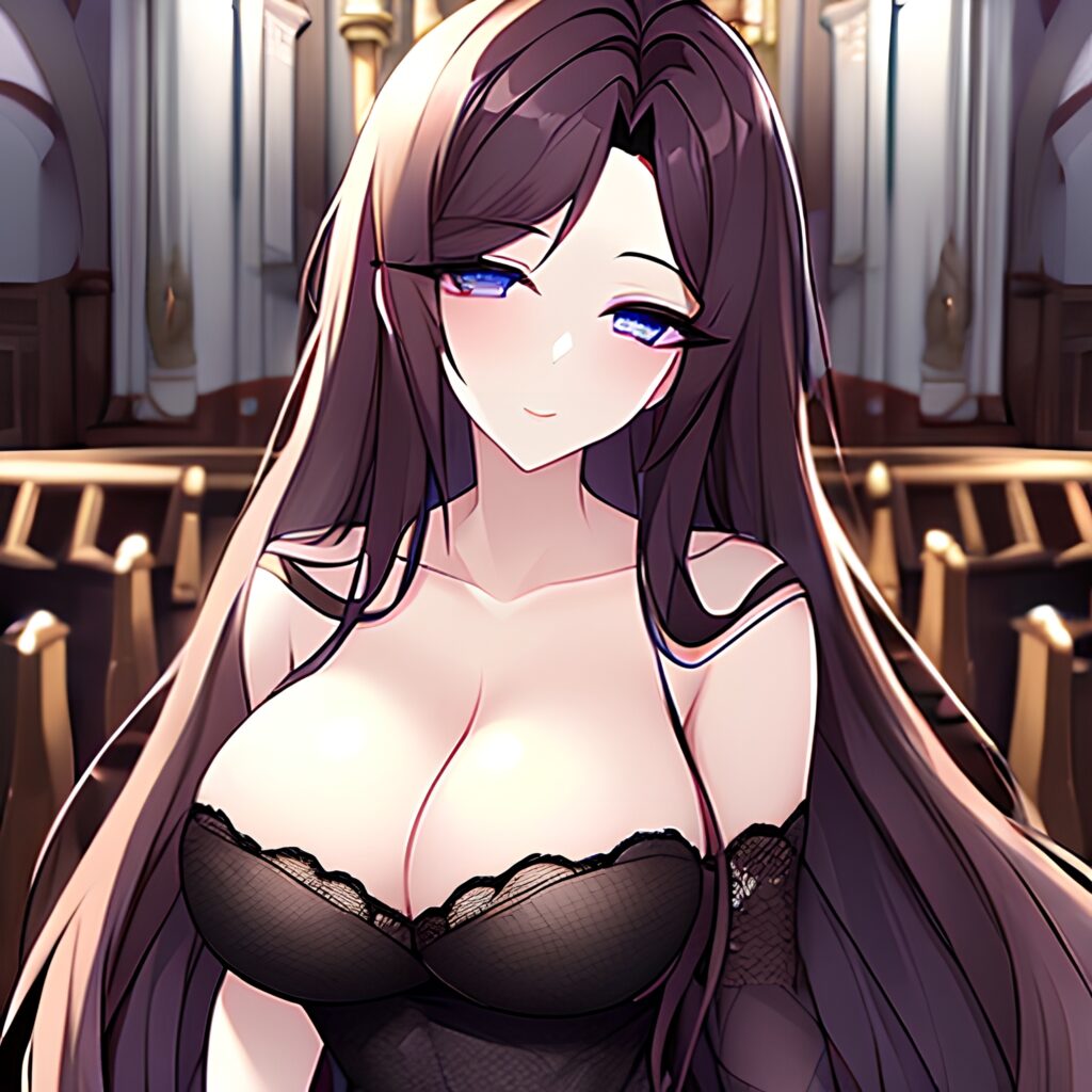 messy hair fishnet church brunette woman long hair 