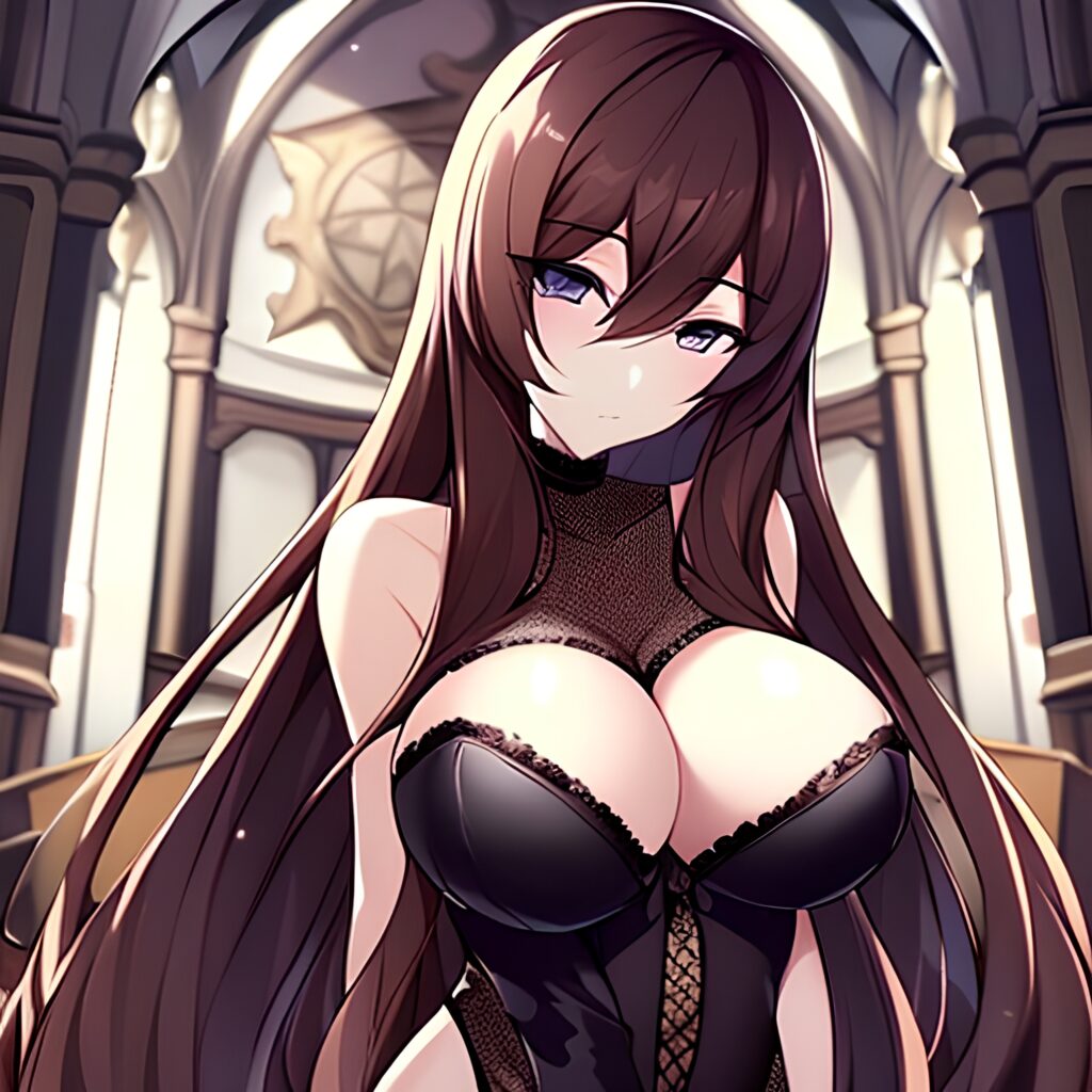 messy hair fishnet church brunette woman long hair 