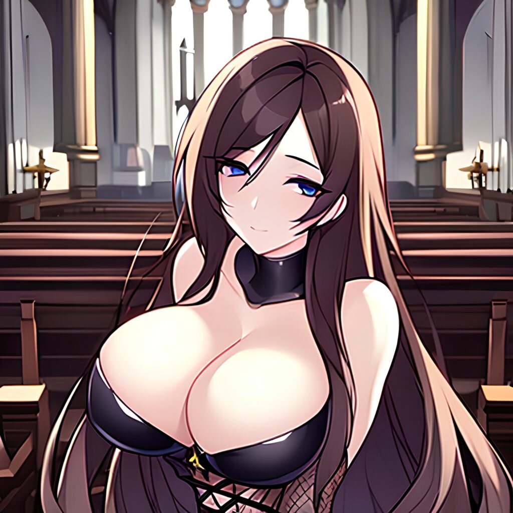 messy hair fishnet church long hair woman brunette