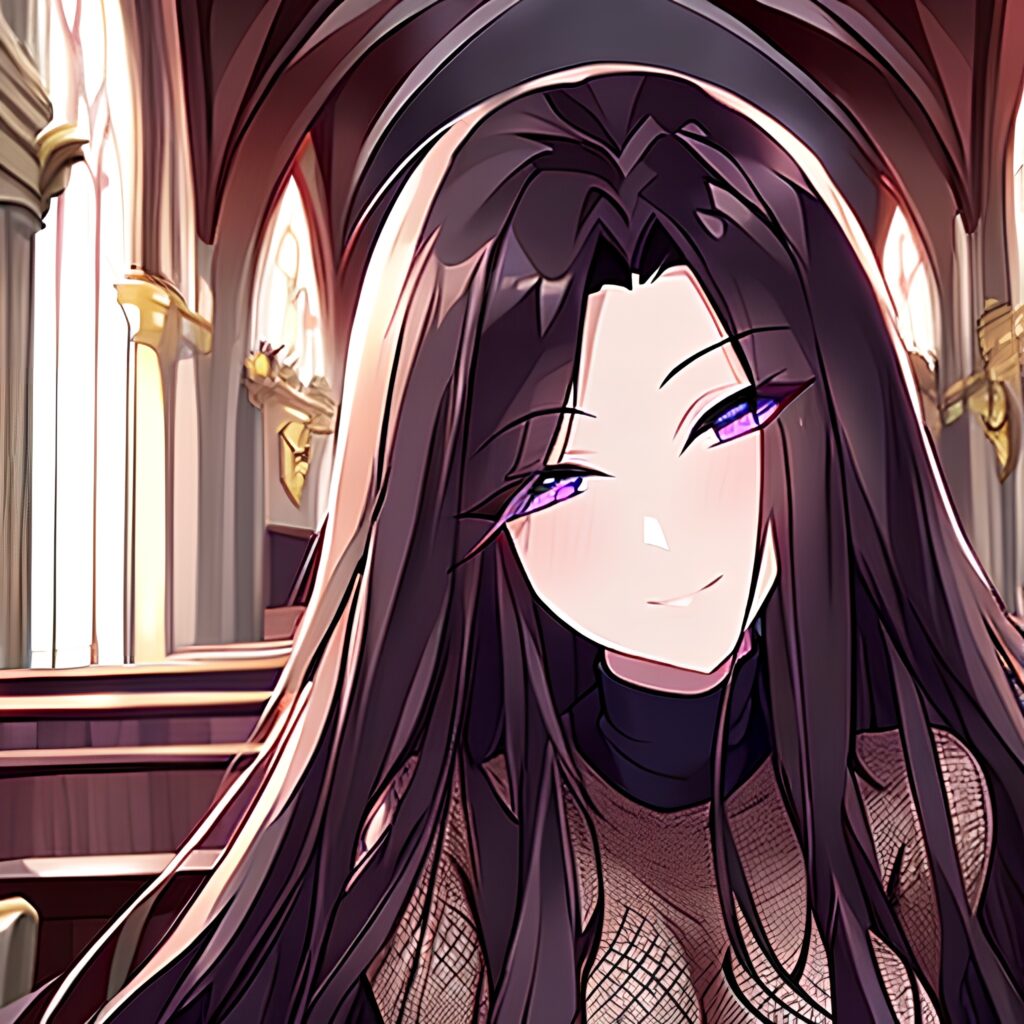 messy hair fishnet church long hair woman brunette 