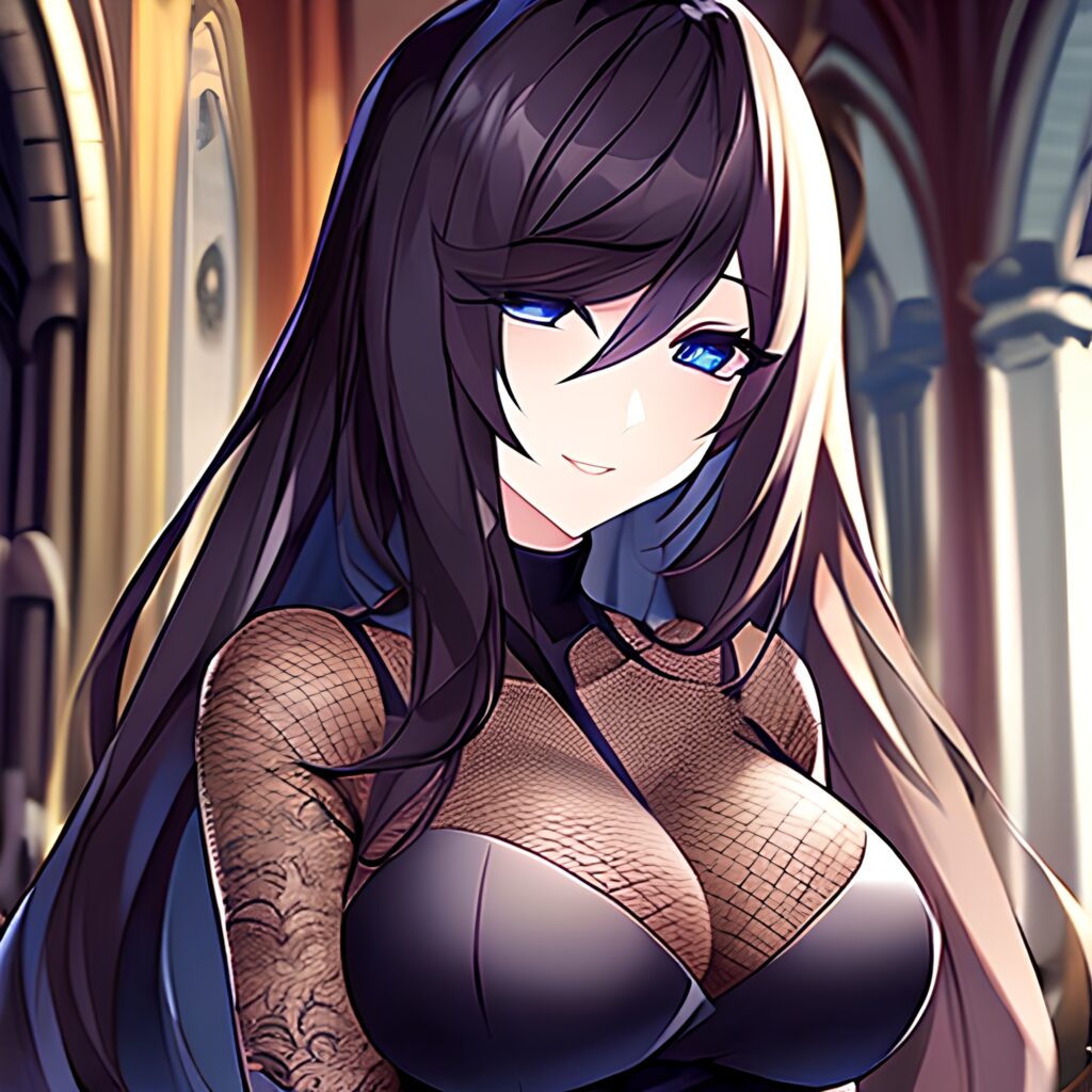 messy hair fishnet long hair church woman brunette 