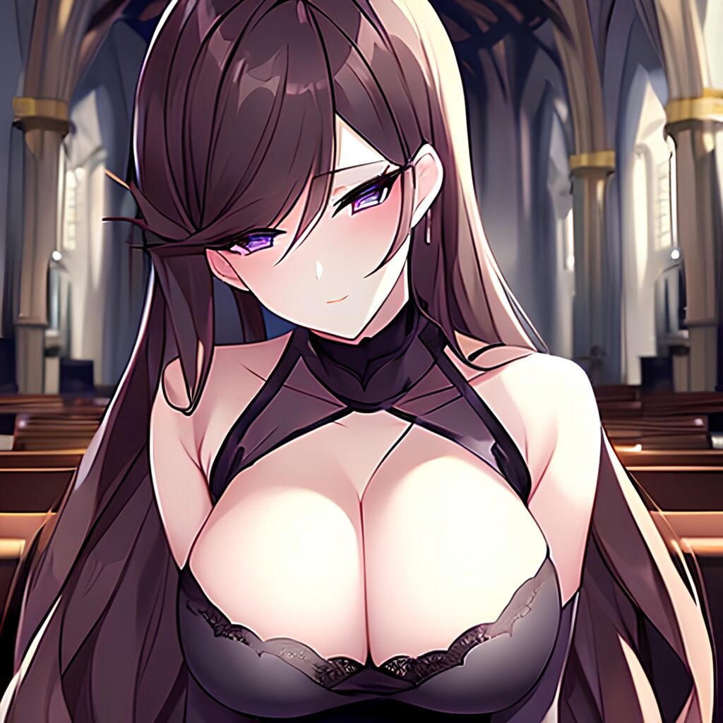 messy hair fishnet woman church brunette long hair 