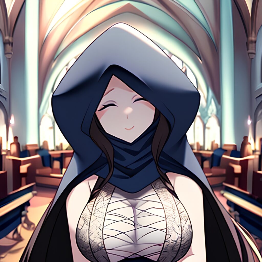 messy hair long hair brunette woman church fishnet 