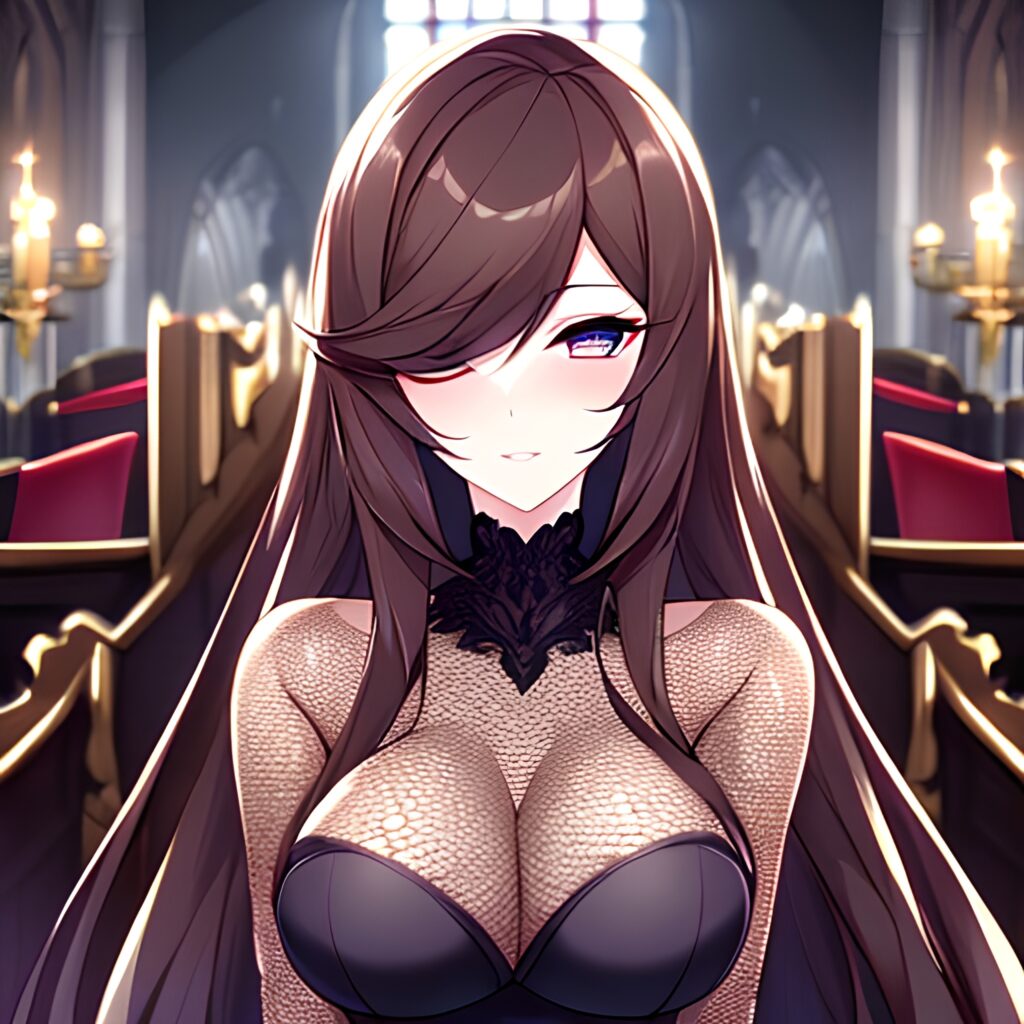 messy hair long hair church fishnet woman brunette 