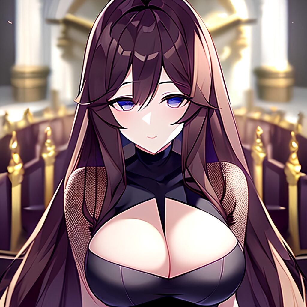 messy hair long hair fishnet brunette woman church 