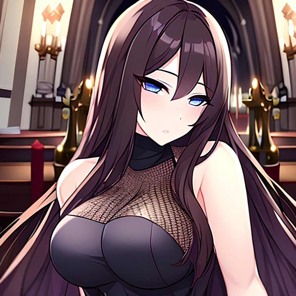 messy hair long hair fishnet woman brunette church 