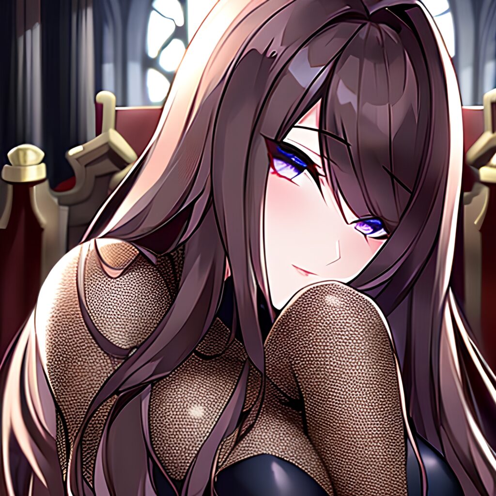 messy hair woman brunette church fishnet long hair 