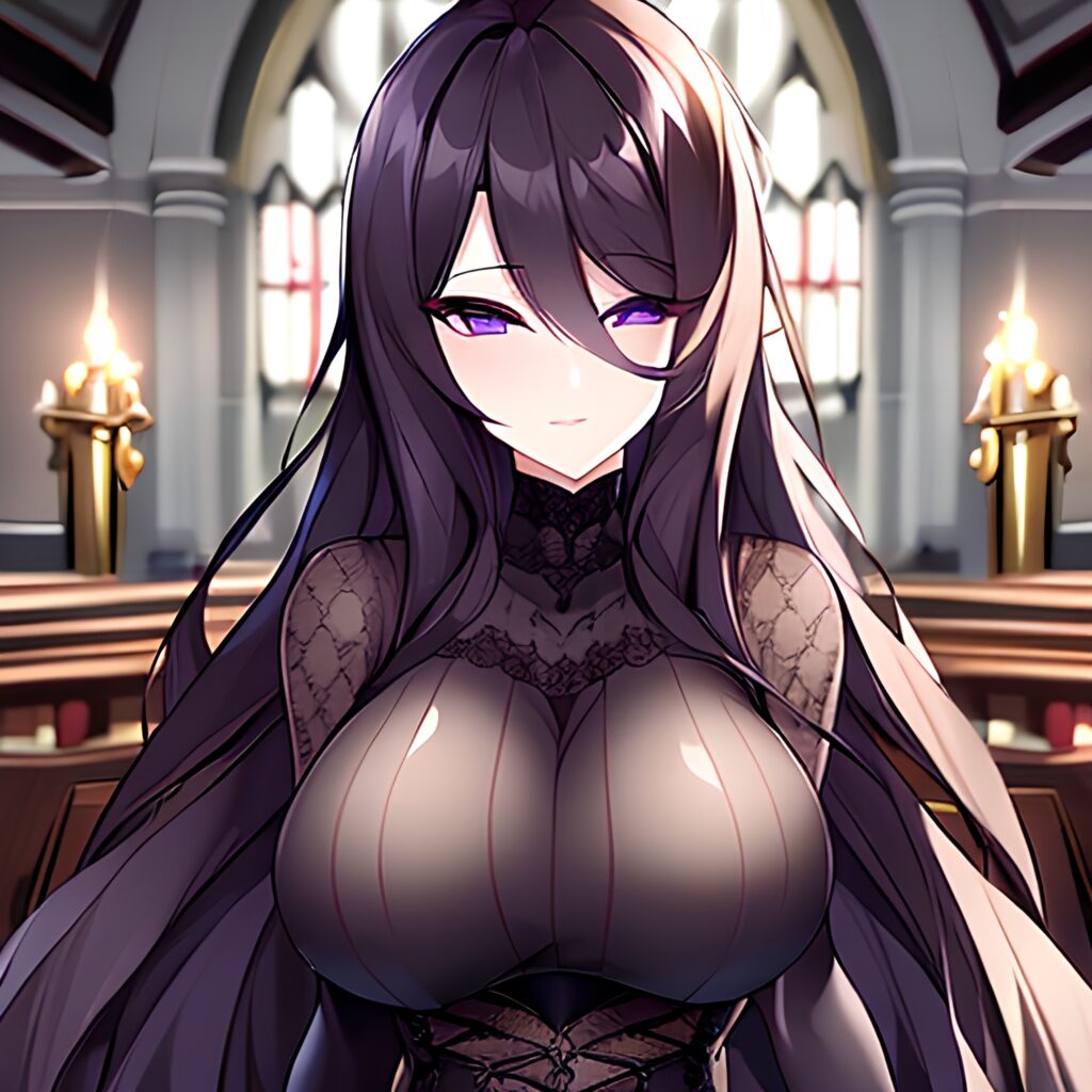 messy hair woman brunette fishnet church long hair 