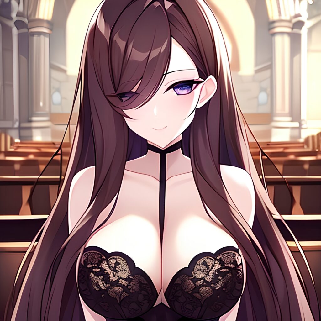 messy hair woman brunette fishnet church long hair 