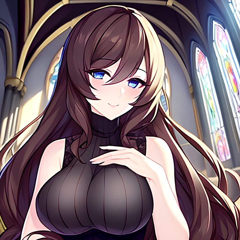 messy hair woman brunette fishnet long hair church 