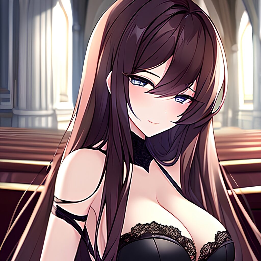 messy hair woman brunette fishnet long hair church 