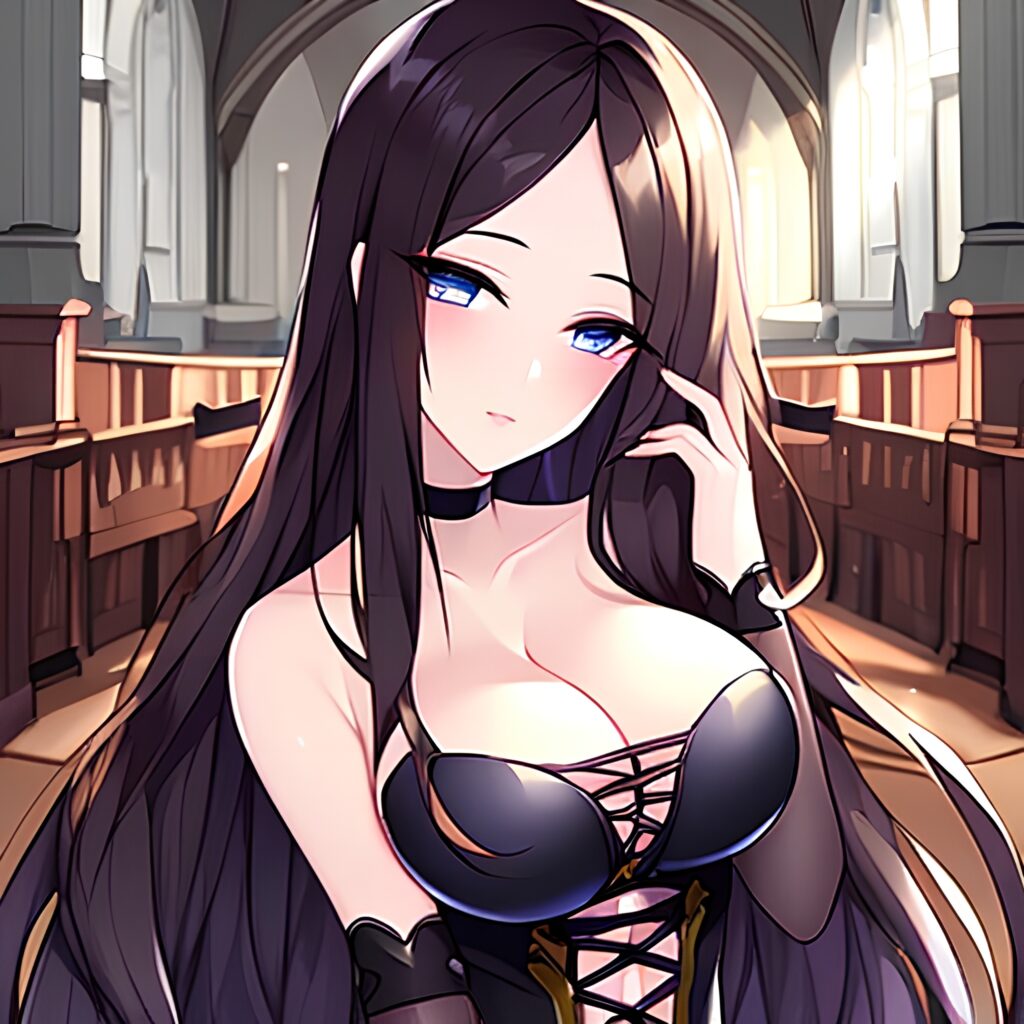 messy hair woman brunette fishnet long hair church 