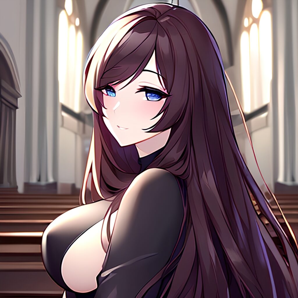 messy hair woman church fishnet brunette long hair 