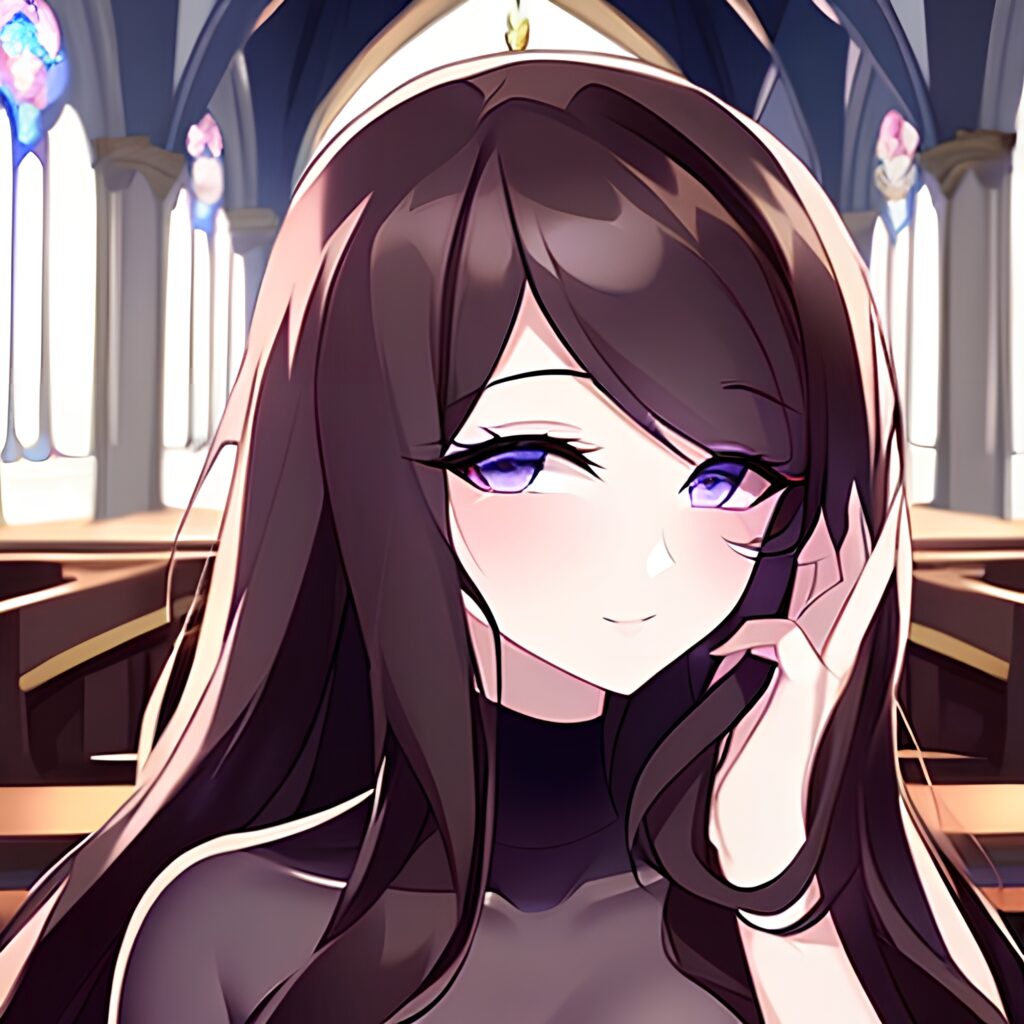 messy hair woman fishnet brunette church long hair 