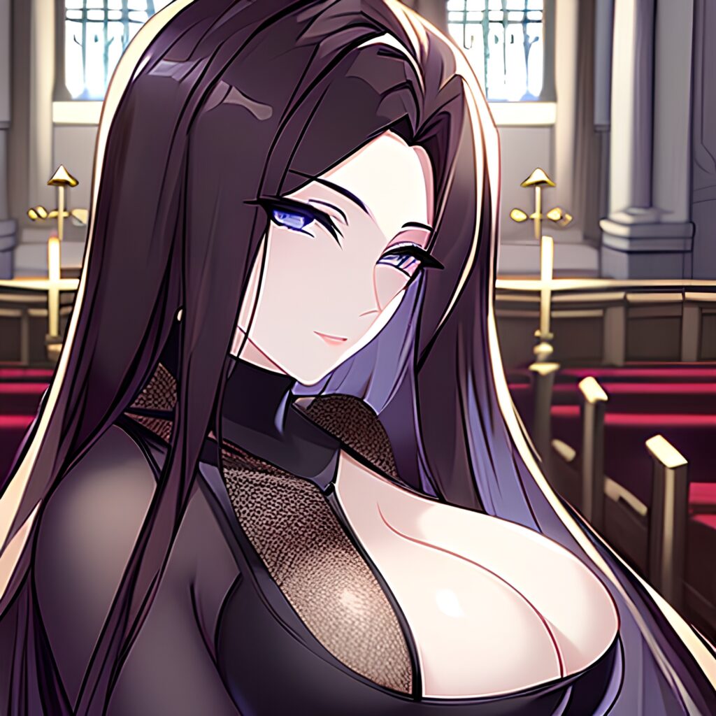 messy hair woman fishnet brunette long hair church 