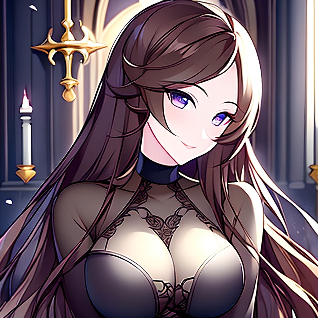 messy hair woman fishnet long hair brunette church 