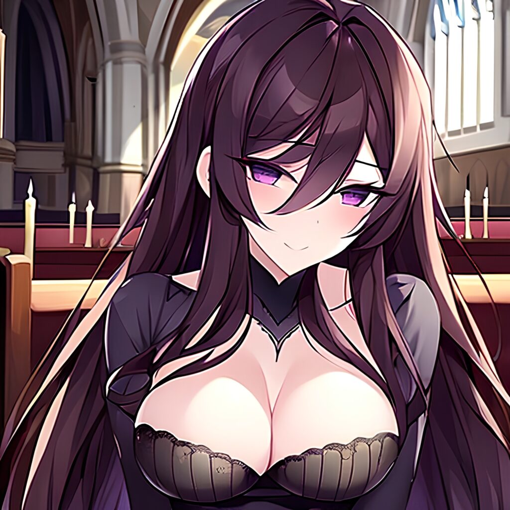 messy hair woman long hair brunette church fishnet 